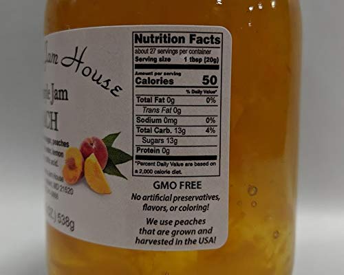 Sweet Peach Jam | All Natural Homestyle Fruit Jam | Jelly Preserve Spread | Spreadable Preserves Jams Jellies Fruits | 19 Ounce Glass Jar #TOP3