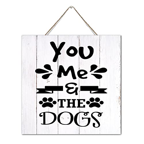 Plaque murale en bois vintage déco salon aspect rustique et citation chien