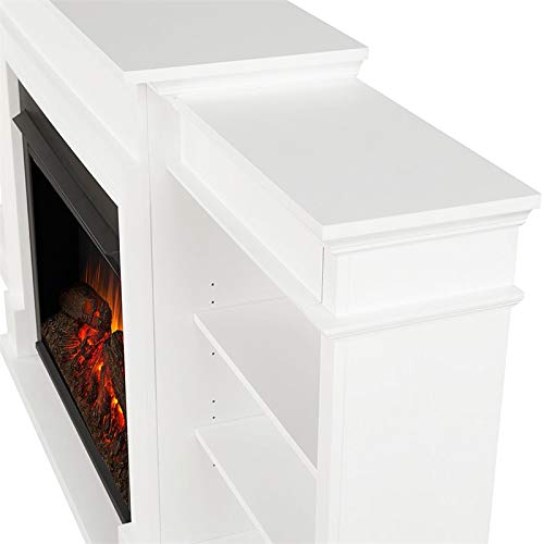 Bowery Hill Contemporary Electric Wood Fireplace Mantel Heater Tv Stand With Remote Control, Adjustable Led Flame, 1500W In White #TOP6
