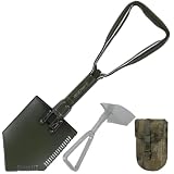 REDCAMP 23' Tri-Fold Folding Shovel for Camping & Car Emergencies, Heavy Duty Tactical Compact Snow/Mud Shovel with OCP Cover, High Manganese Steel Mini Survival Tool (3LBS, Green)