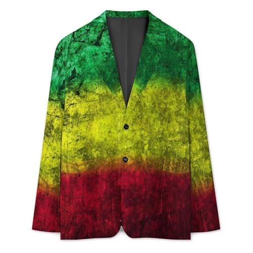Red Yellow Green Rasta Flag Mens Blazer Suit Jacket Lightweight Slim Fit Casual Coat3