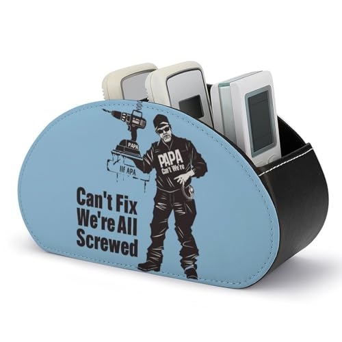 If PAPA Can't Fix It We're All Screwed Remote Control Holder PU Leather Remote Caddy Desktop Organizer with 5 Compartments