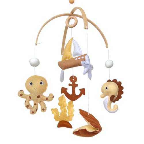 Baby Mobile, Ocean Montessori Hanging Set, Handmade Felt Under-The-Sea Nursery
