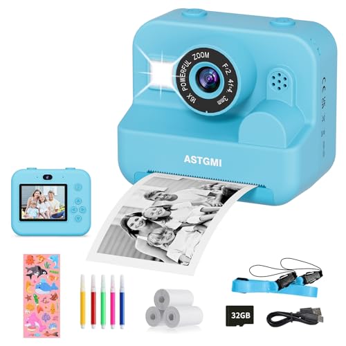 Macchina Fotografica Bambini Istantanea, 2,4 Pollici 1080P Fotocamera Bambini Selfie con Carta da Stampa e 32GB Scheda,...