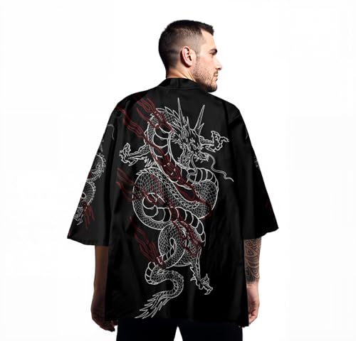 Image of Women's and Men Kimono Cardigan Japanese Long Sleeves Lightweight Open Front Coat Tops