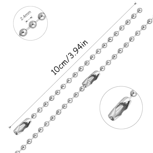 Lemonkey 100Pcs Ball Beads Chain Bulk, Silver Keychain Rings, 4 Inch Dog Tag Metal Small Chain With Connectors for Hanging Decoration - Thumbnail 2
