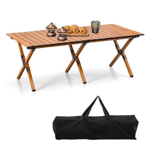 ORCHID M Portable Folding Camping Table Outdoor Low Picnic Table Aluminum Roll-up Camping Table with Carry Bag Lightweight Foldable Camp Table for Beach Party Patio BBQ Travel Backyard