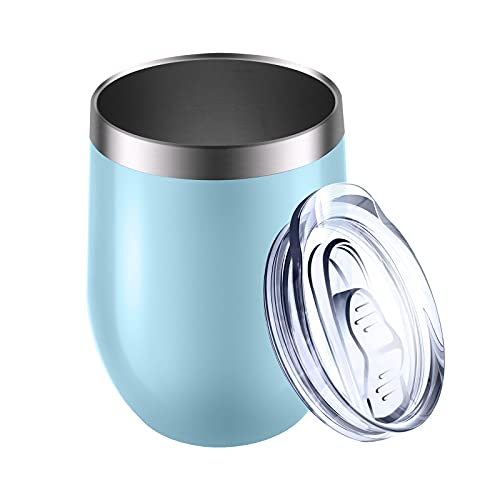 Reusable Coffee Cup, Insulated Travel Mug Vacuum Stainless Steel with Spill Proof Lid, Great for Hot & Cold Drinks - Coffee, Tea, Milk and Wine,12oz/340ml (Turquoise Blue)