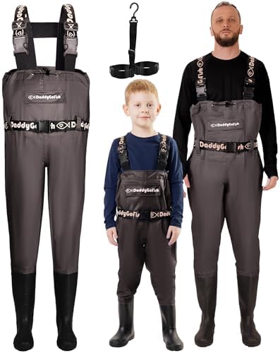 DaddyGoFish Chest Waders for Kids and Adults, Fishing and Hunting Waders with a Pocket and a Wader Hanger