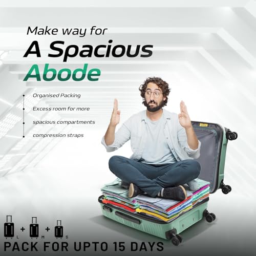 Image of VIP Aristocrat 3 Pc Set Cabin 55 cm (Small),65 cm (Medium),75 cm (Large) 4 Wheels Trolley,Hard Case Lightweight Bag & Combination Lock Suitcase with 3 Years International Warranty (Pista Green)