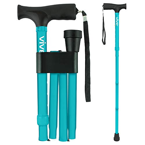 Vive Folding Cane - Foldable Walking Cane for Men, Women - Fold-up, Collapsible