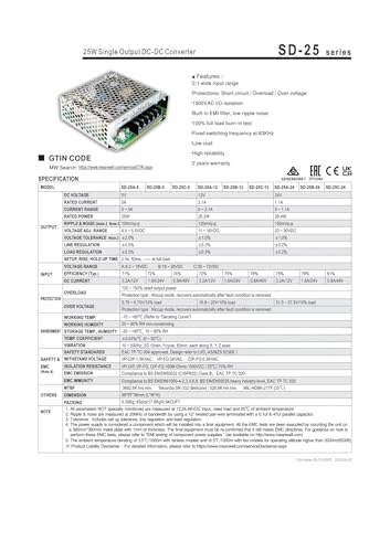 Alimentation à découpage CC 25 W SD-25B pour stopper les micro-coupures
