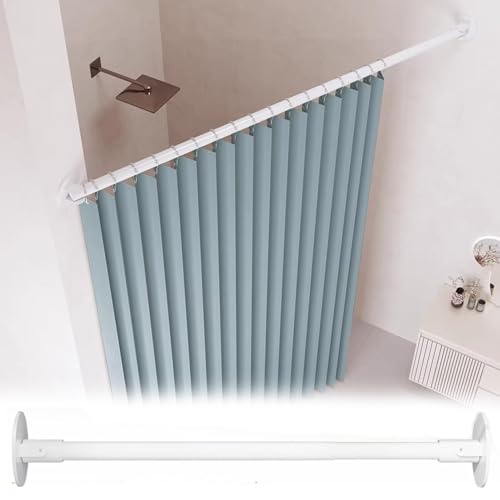 Barra Armario Barra de Cortina Angular para Pared Inclinada, Barra de Armario Extensible y Ajustable con Brida, Tendedero Colgante Que Ahorra Espacio para Secar Ropa(White,120-180cm(47 1/4'-71'))