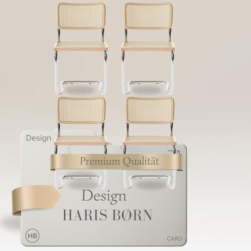 Haris Børn® Design Freischwinger Stühle Wiener Geflecht (4er Set)...
