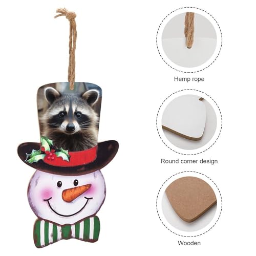 Petit visage de raton laveur en bois à offrir pour une déco de Noël - 4