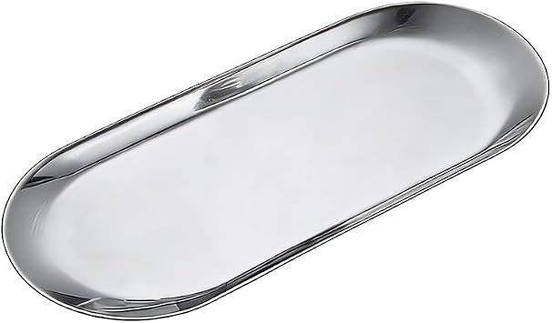 Oval Silver Tray, Serving Platter, Stainless Steel Decorative Trays