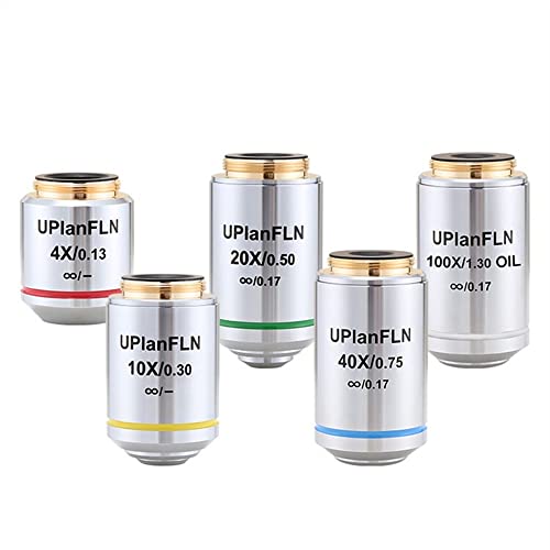 顕微鏡キット 顕微鏡補助レンズ Uplan FLN 蛍光対物レンズ 4/5"X1/36" ネジ 4x 10x 20x 40x 100x 顕微鏡対物レンズ 顕微鏡レンズアダプター(100X)