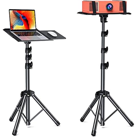 AMADA Projector Tripod Stand, Portable Projector Stand, Multipurpose Laptop Stand with Removable Mouse Tray, Height Adjustable Projector Stand 25-63 inch, Outdoor Projector Stand, AMPS03 Cover