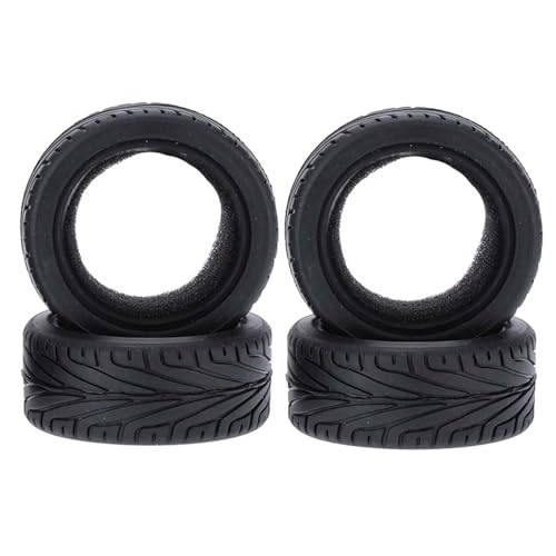 Image of KEEDA Pack of 4 Rubber Tyres with Foam Inserts Tyres for 1/10 HSP Tamiya HPI Kyosho RC On Road Run-flat Touring Car (M, 66mm)