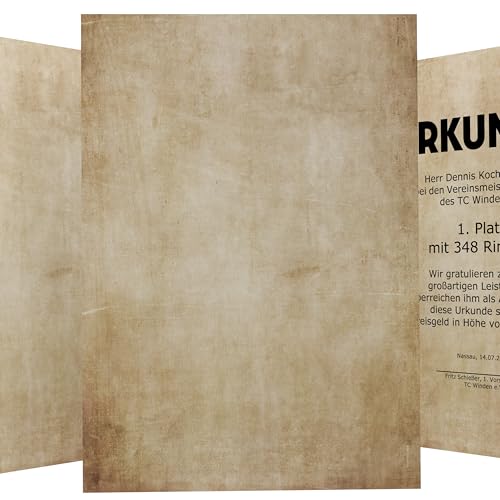 Vintage Pergament Urkundenpapier DIN A4 190g 15 Blatt – für Urkunden & Zertifikate – beidseitig bedruckt – inkl. Textvorlagen