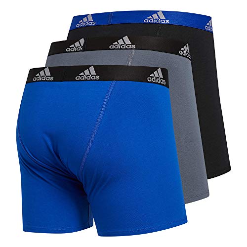 Adidas Men's Stretch Cotton Boxer Brief Underwear (3-Pack), Bold Blue/Onix Grey/Black, Large #TOP4