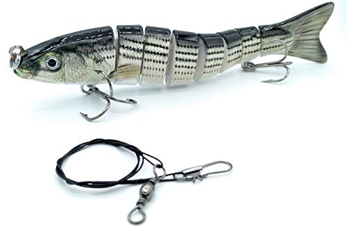 SIMSA-Expert Hellboy Wobbler | Swimbait Kunstköder (13cm, 27,5g) | Stahlvorfach (30cm) Set Shad Zander Barsch Hecht Cover