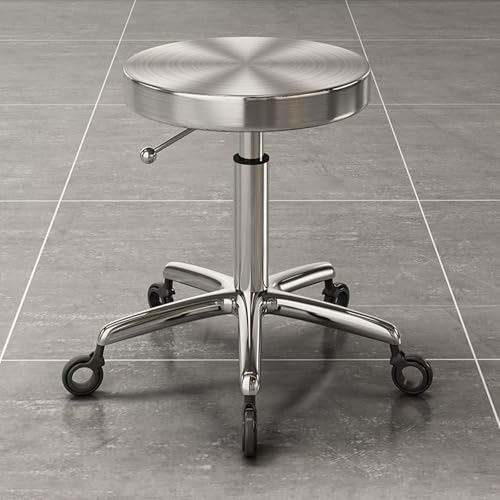 椅子 丸イス 丸スツール 高さ調節可能 キッチン椅子 高さ約48-58cm 昇降回転スツール 360°回転 おしゃれ カウンターチェア(Silver) [2]