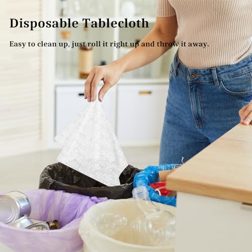 Image of Mulbozy 2 Pcs Plastic Lace Tablecloth, White Table Cloth for Wedding Party