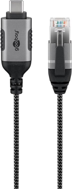 goobay USB-C 3.1 na RJ45 Ethernet CAT 6 kabel slim/adapter/stabilne przewodowe połączenie internetowe z routerem/przełącznikiem sieciowym/adapterem USB do RJ45 / 1 Gbit/s / 7,5 metra / 74406