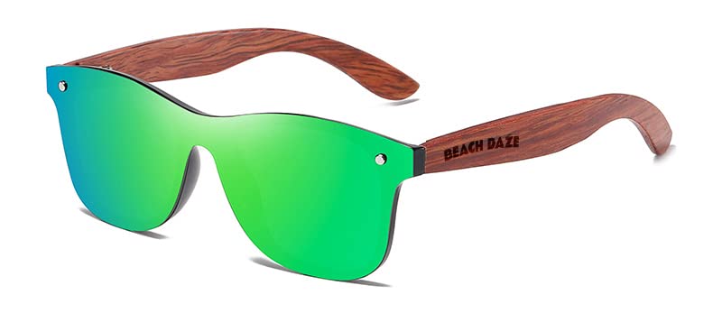 Beach Daze Wood Sunglasses for Men and Women - Polarized Wooden Sunglasses for Men, Mirror Style
