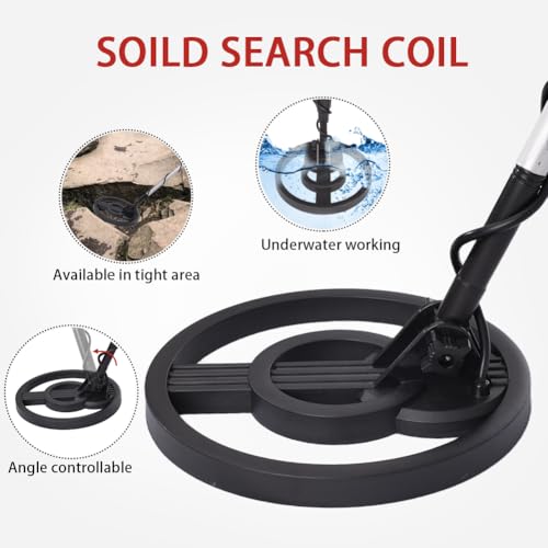 Wedigout Metal Detector for Adults & Kids, Lightweight Childrens Metal Detector with Shovel,8 Inch Waterproof Adjustable 31.5\" to 41.5\" Gold Detector for Beach Backyard Search for Treasure (Black)
