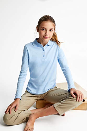 Image of French Toast Girls' Ruffle Collar Polo Shirt with Long Sleeves