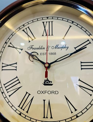 Image of Online Clock. Wooden Wall Clock with Pendulum - Roman Numerals, Classic Analog Design, Elegant Home & Office Decor - Franklin & Murphy (Est. 1868) inch