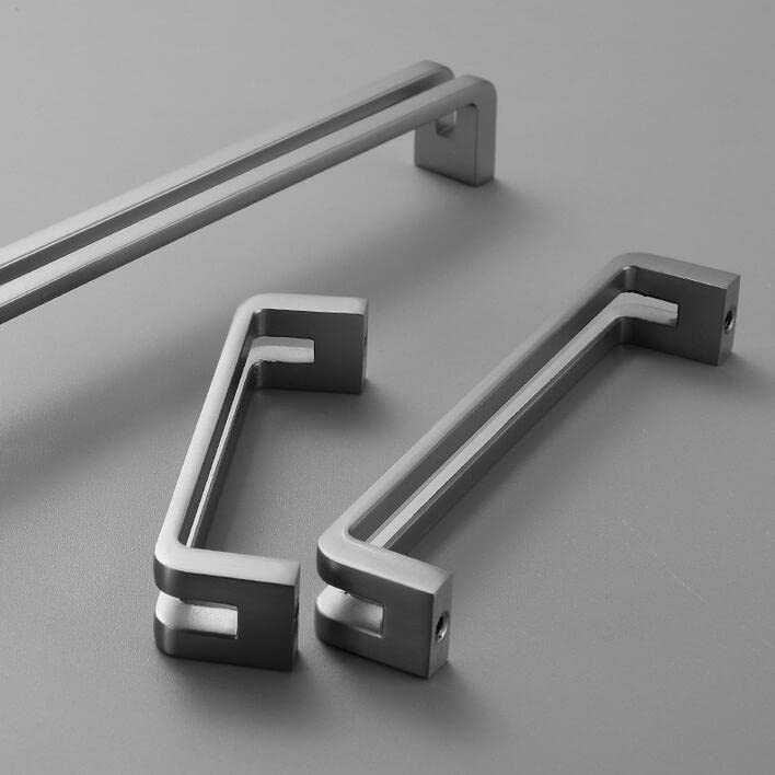 Guolich 2 Pcs Hole Centers 3.77 Inch(96mm) Kitchen Drawer Handle Door Cabinet Pulls Stainless Steel Handle Modern Brushed Brass Hardware for Wardrobe Bathroom Dresser (Silver) - Image 2