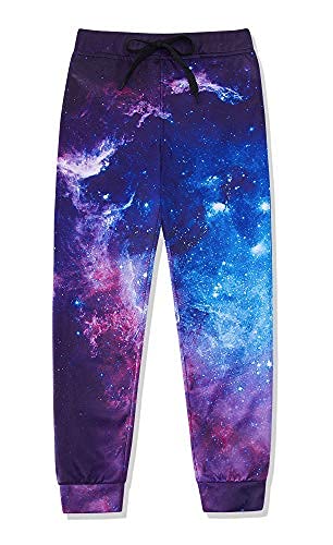 uideazone 6-7 Years Old Boys 3D Navy Nebula Sweatpants for Girls Funny Galaxy Graphic Jogger Pants Spring Fall Long Sweatpants School Students Casual Sports