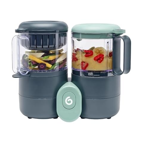 Babymoov Duo Meal Lite Food Maker - 4 in 1 Baby Food Processor with Steam Cooker, Blender, Baby Purees, Warmer and Defroster (Nutritionist Approved), Dark Grey Cover