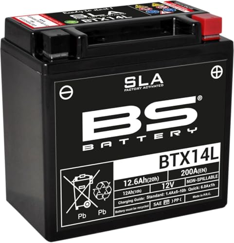 BS Battery 300760 btx14l AGM SLA Batería de moto, color negro