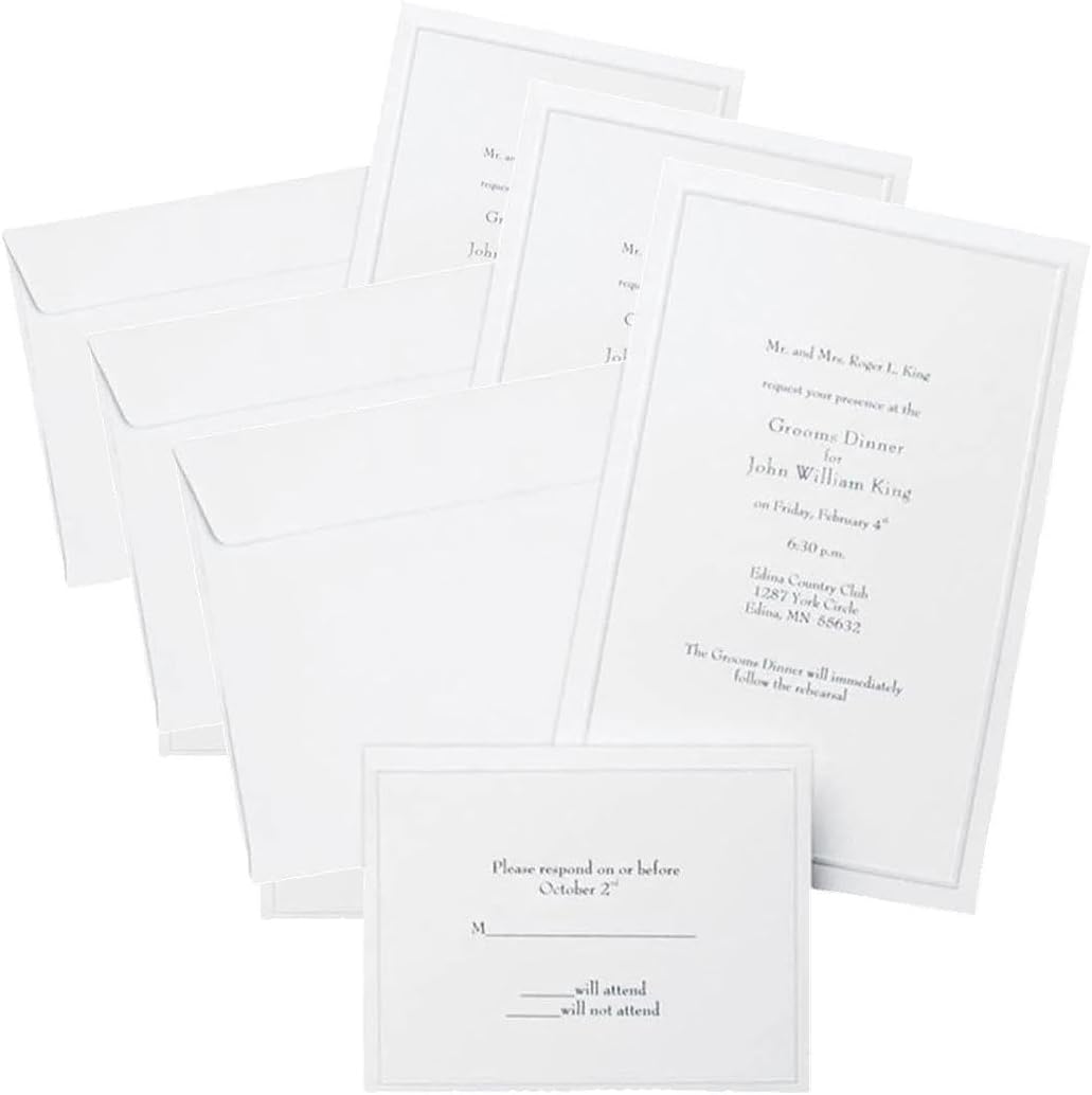 Gartner Studios Border Wedding Invitation Kit, Pearl White, 50-Count (61001)