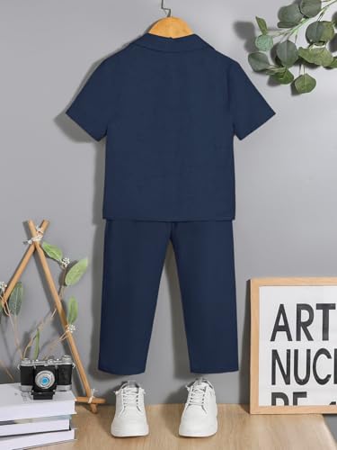 Image of Verdusa Boy's 2 Piece Sets Linen Set Going Out Summer Outfits Button Up Shirt and Pants Set Matching Sets