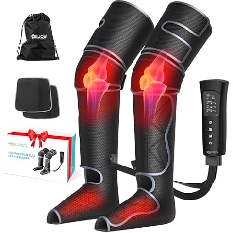 ALLJOY Leg Massager for Circulation and Pain Relief FSA HSA, Christmas Gifts for Men Women Dad Mom, 2 Heat 6 Modes, Foot Calf Thigh Full Leg Massager with Heat Help for Varicose Veins Edema Swelling Cover