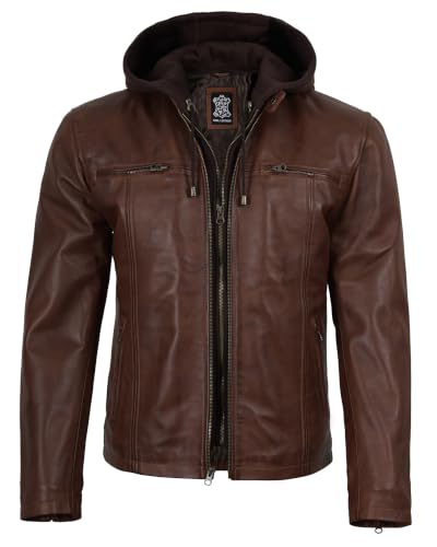 Image of Decrum Hooded Leather Jacket Men