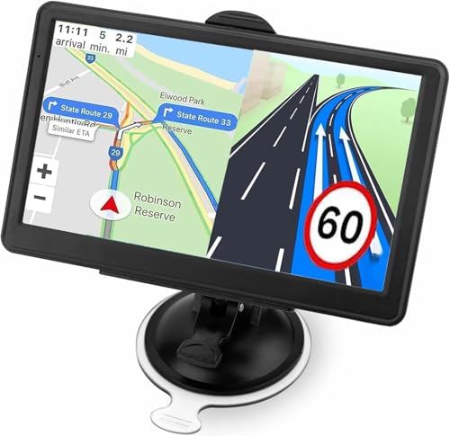 GPS Navigator for Car, Latest 2025 Map, 7 inch Touch Screen Real Voice Spoken Turn-by-Turn Direction Reminding Navigation System for Cars