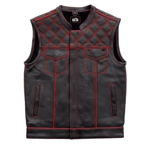 Men's Biker Motorcycle Riding Leather Vest, Black Real Leather Vest Men, Leather Biker Club Vest