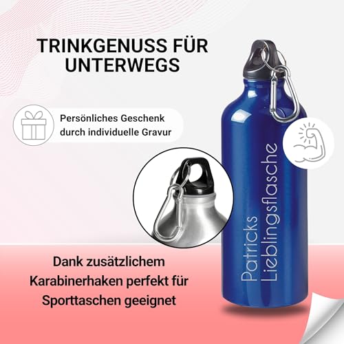 Aluminium Trinkflasche Uakeii personalisiert ‚Sporty‘ 0,6 L