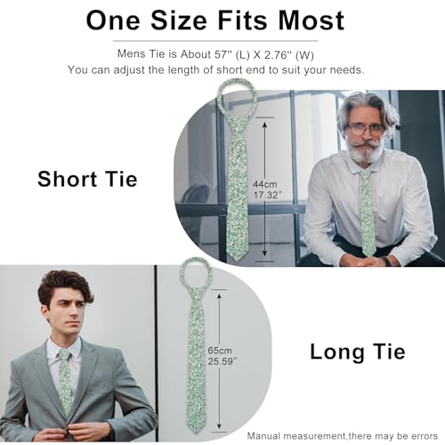 Image of Luckyvestir Ties for Men, Sage Green Cotton Floral Tie 2.76 inch Flower Printed Men's Neckties for Wedding /Groomsmen /Suit /Party