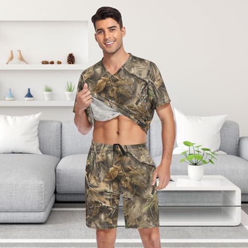 Laprad Men's Pajamas Set Short Sleeve Sleepwear Comfortable Loungewear Camo with Pockets Nightwear4
