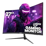 ZZA 27-Inch Curved Computer Monitor,200Hz|180Hz|144Hz Gaming Monitor,FHD 1080P 1800R VA Screen, Monitor 27 inch 100% sRGB, AMD FreeSync,Eye Care,Ultra-Thin,Bezels HDMI & DP Port