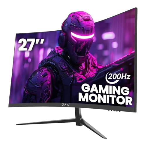 ZZA - 27 Curved Gaming Monitor 180Hz | 165Hz | 144Hz | 1ms | FHD Computer Monitor|1080P| 90% DCI-P3,100% sRGB,FreeSync PC Monitor| HDMI|HDR|Low Blue Light| DP Ports |