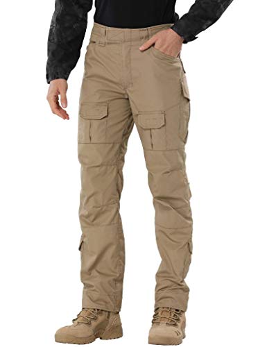 TRGPSG Men s Waterproof Hiking Pants,Scratch-Resistant Military Combat Tactical Pants,Outdoor Work BDU Cargo Pants Workwear WG4F Khaki 42