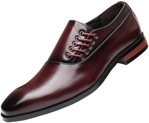 Men's Leather Shoes Business Formal Shoes Casual Shoes Side Lace-Up Faded Finish Breathable Smooth Upper Patchwork Design Skin-Friendly Lining Shock-Absorbing Lightweight Portable(D,14)